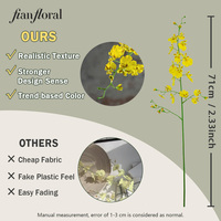 Anggrek Oncidium Kuning Realistis Grosir, Bunga Artificial Tangkai Panjang untuk Dekorasi Pernikahan, Wisuda, Hotel, dan Acara