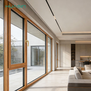 <span class=keywords><strong>Ventanas</strong></span> de Madera Revestidas de Aluminio de Palisandro de Color Natural 2025, Fabricadas Directamente por Huasin en Indonesia - Product Image 1