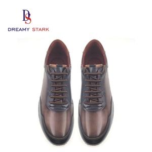 Fashion High-quality Cow Genuine <b>Leather</b> Two Tone Color Custom Logo Handmade Comfort Men's <b>Sneakers</b> Breathable Autumn Luxury - Product Image 4