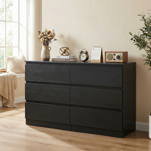 <span class=keywords><strong>Commode</strong></span> <span class=keywords><strong>moderne</strong></span> en bois à 6 tiroirs avec poignées dissimulées, meuble de rangement spacieux pour <span class=keywords><strong>chambre</strong></span>, salon et entrée - Product Image 5