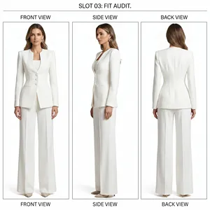 Ensemble tailleur trois pièces pour <span class=keywords><strong>femme</strong></span> : Blazer à col carré, pantalon large et bandeau – Élégant, luxueux, moderne, idéal pour le bureau et les occasions formelles – Jinyuan - Product Image 4
