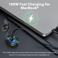 Chargeur de voiture USB-C PD 100W amélioré, prise QC3.0 18W en alliage d'aluminium, charge rapide CC 12V-24V, prise USB pour camping-car, bateau, camion