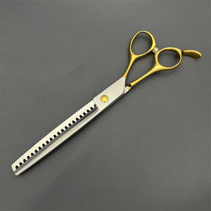 Ciseaux de toilettage pour animaux de compagnie Wo-7, 7 pouces, manche semi-doré, en acier inoxydable, ciseaux pour poils de chien, ciseaux de beauté pour l'entretien des animaux - Product Image 1