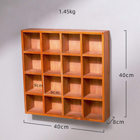 Étagère murale carrée en bois vieilli style rétro avec crochets, présentoir créatif à 16 compartiments, boîte de rangement murale pour articles divers