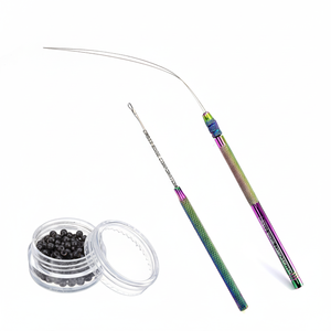 Salon hair extension tools accessories kit threading tools Loop & hook <b>wet</b> with wire nano bead application tools smooth handle - Product Image 1