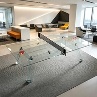 Table de tennis de table en verre durable de taille standard en aluminium pour l'intérieur, style moderne