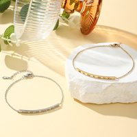 Yiwu Aceon Velle, acero inoxidable, marca de diseñador, joyería de moda, ID curvada, recortada, conjunto de circón, pulsera de barra estrecha numeral