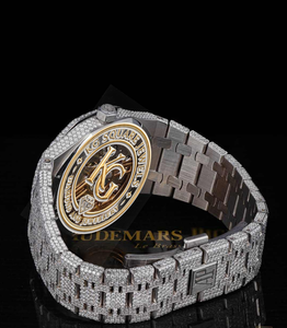 Montre mécanique de luxe unisexe KG Square Hip Hop, entièrement sertie de cristaux Moissanite, boîtier et bracelet en acier inoxydable, cadran 41 mm, fermoir papillon - Product Image 3
