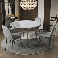 Ensemble 6 chaises en PU au design moderne pour salle à manger Ensembles de table à manger ronde en MDF et marbre