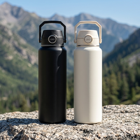 Bouteille d'eau en acier inoxydable anti-fuite, idéale pour la salle de sport, avec bec verseur double usage pour les entraînements