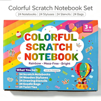 Ensemble de cahiers à gratter personnalisés pour enfants, 24 pièces, art à gratter arc-en-ciel, stylet, pochoir, sac cadeau, bricolage, dessin, artisanat, OEM, ODM