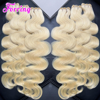 Lot de Cheveux Brésiliens Vierges Naturels et Frontal en Dentelle, 613 #   Extensions de cheveux humains Platinum avec closure en dentelle, blond 613, ondulation naturelle