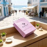 Sacs en papier personnalisés OEM/ODM de luxe, couleur violette, avec poignée intégrée, pour le shopping, la vente en gros de bijoux, de cosmétiques, de vêtements et de cadeaux