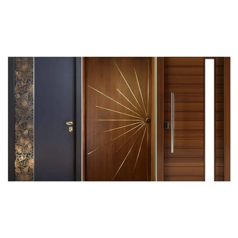 Orient porta d'ingresso in legno moderna di alta qualità principale doppia vernice colori porta in legno massello disegni per la casa