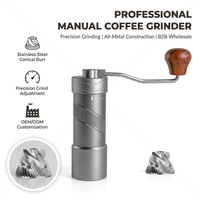Moulin à café manuel de précision Kingze, acier inoxydable, meule conique, entièrement métallique, pour usage domestique, café, commercial, vente en gros