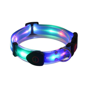 Collar de Seguridad Luminoso LED Recargable por USB para Mascotas con Correa de Nailon Recubierta de PVC Estilo Hip-Hop y Anillo para Todas las Estaciones - Product Image 4