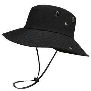 Chapeau Bob Unisexe Couleur Unie Respirant Imperméable en Nylon pour Activités de Plein Air, Pêche et Sport avec Anneau Métallique 56-58CM - Product Image 4