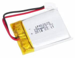 Hoge kwaliteit 3.7v lp402025 150mAh oplaadbare li-polymeer batterij voor geldautomaat