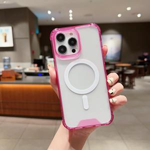 Premium In-Stock per Iphone 15 Pro Max TPU + PC custodia magnetica comoda mano sentire con grande trasparenza - Product Image 4