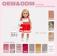Tenue d'été pour poupée de 18 pouces, robe plissée sans manches à rayures rouges et blanches, vêtements de poupée OEM, design personnalisé