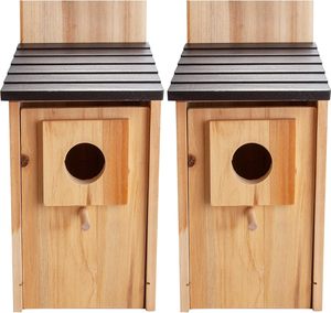Casa per gli uccelli di cedro colibrì colibrì all'aperto in legno Cottage Design 2 pezzi da giardino gabbia per animali da vivere - Product Image 2