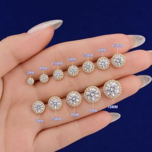 Fine Jewelry Screw Back Women Luxury Gold Plated 925 <b>Sterling</b> <b>Silver</b> Iced VVS Moissanite Halo <b>Stud</b> Earrings Waterproof Hip Hop - Product Image 1
