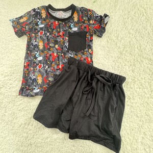 Ensemble deux pièces décontracté d'été pour bébé garçon en bambou, t-shirt à manches courtes et short, style anglais avec logo - Product Image 6