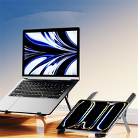 Support d'ordinateur portable pliable et réglable, base pour ordinateur portable, support en métal pour bureau, travail collaboratif, entièrement pliable pour un rangement facile