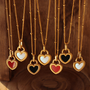 Collar de Cadena con Dije de Corazón de Dos Caras BJG0242N, Chapado en Oro, Acero Inoxidable, Estilo Lindo para Mujeres y Niñas - Product Image 2