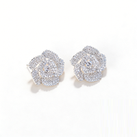 Anting Stud Berhiaskan Batu Rhinestone Bunga Terlaris untuk Wanita, Berlapis Emas dan Perak, Ramah Lingkungan, Anting Berkualitas Tinggi