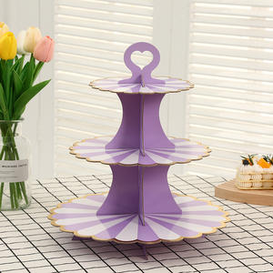 Piatti da Dessert a 3 livelli Mini torte espositore per caramelle alla frutta torre vassoio per biscotti supporto per Buffet di caramelle supporto per Cupcake in cartone - Product Image 3