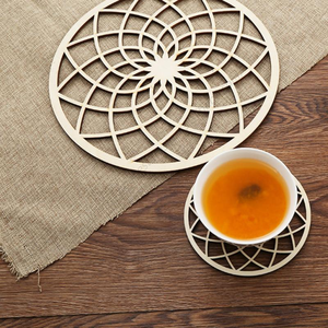 Sous-verres en bois naturel creux DDA136, tapis antidérapant pour porte-gobelets, isolant thermique, écologique, pour tasses et bols - Product Image 5