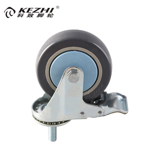 Vente chaude tige filetée roulette pivotante 4 roues pu avec frein pour une chariots pour trois étages brouette - Product Image 1