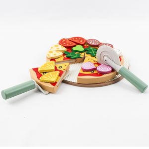 Juego de Pizza de Madera para Jugar, de Madera de Pino y Contrachapado MDF, Juguete de Comida de Imitación para Cocina, Juego de Cortar para Fiestas, Regalo para Niños - Product Image 3