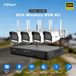 Srihome 5MP Hệ thống <span class=keywords><strong>camera</strong></span> an ninh cho an ninh gia đình không dây NVR Bộ dụng cụ máy ảnh ngoài trời hỗ trợ đầy đủ màu sắc tầm nhìn ban đêm - Product Image 2