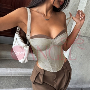 KISS ME ANGEL Femmes Sexy Fishbone Deep V Neck Corset Tops Rembourré Bustier Évider Camisole Street Date Night Club Rave Party - Product Image 4