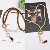 Nouveautés transfrontalières : Collier porte-badge en perles de bois, style nordique moderne et minimaliste, pour carte d'identité scolaire ou badge d'employé