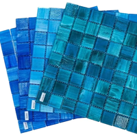 Mosaico de Cristal para Piscina, Azulejos de Pared con Fondo Azul para Baño y Cocina