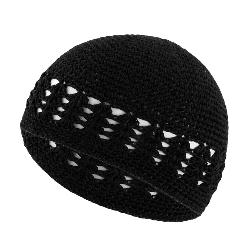 Gorros de punto para hombres musulmanes, gorros de ganchillo, gorros de Calavera, gorro de ganchillo elástico de punto