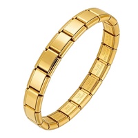 Eslabones de Charms Italianos de 9mm de Acero Inoxidable con Baño de Oro de 18K, Pulseras de Charms Geométricos Cristianos Unisex, Regalo Diario, Joyería DIY