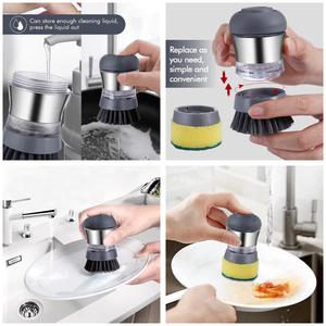 House Cleaning Palm <b>Brush</b> Stainless Steel Kitchen Soap Dispensing Dish Scrubber Cleaning <b>Brush</b> - Product Image 4