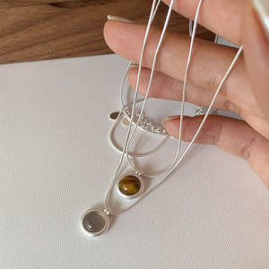 Collar de Plata de Ley S925 con Colgante de Jade Azul Natural en Forma de Calabaza, Cadena para Clavícula, Estilo Chino Nuevo, Colgante Fino para Mujer - Product Image 4