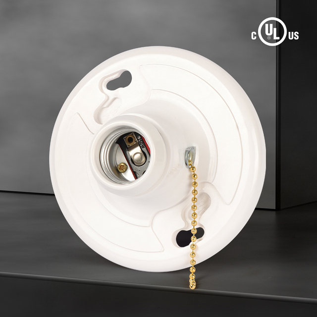 AOTA Light Bulb Base E26 4-inch Bakelite Lamp Holder with Screw Cap White 250V Voltage Lamp Socket 1-Year Warranty Safety