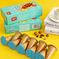 Cornets de gaufres croustillants à la crème chocolatée, marque privée OEM, fournis par l'usine, collation sucrée pour enfants, biscuits cornets croustillants au chocolat
