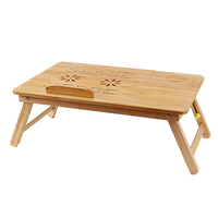 Vente en gros Bureau portable pliable en bambou pour ordinateur portable Support vertical en bois pour ordinateur portable Table réglable pour ordinateur portable