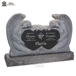Wholesale Custom Hand Made Polished Granite Double Heart Monument Headstone For Graves