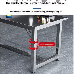 Table de comptoir autoportante en acier inoxydable 304, surface polie, matériau écologique, capacité de charge de 250 kg, utilisation en cuisine, 1 an - Product Image 3