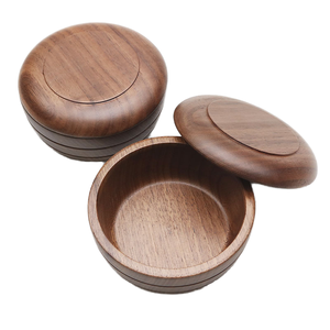 Conteneur à savon à raser moussant en bois de noyer personnalisé fait main avec couvercle, haute qualité, marque OEM, fabriqué dans le Guangdong - Product Image 1