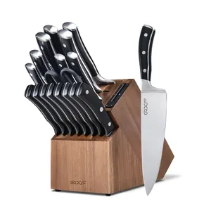 Juego de cuchillos de cocina de acero inoxidable alemán de alto carbono, juego de cuchillos de Chef superafilados con bloque de cuchillos, 18 Uds.