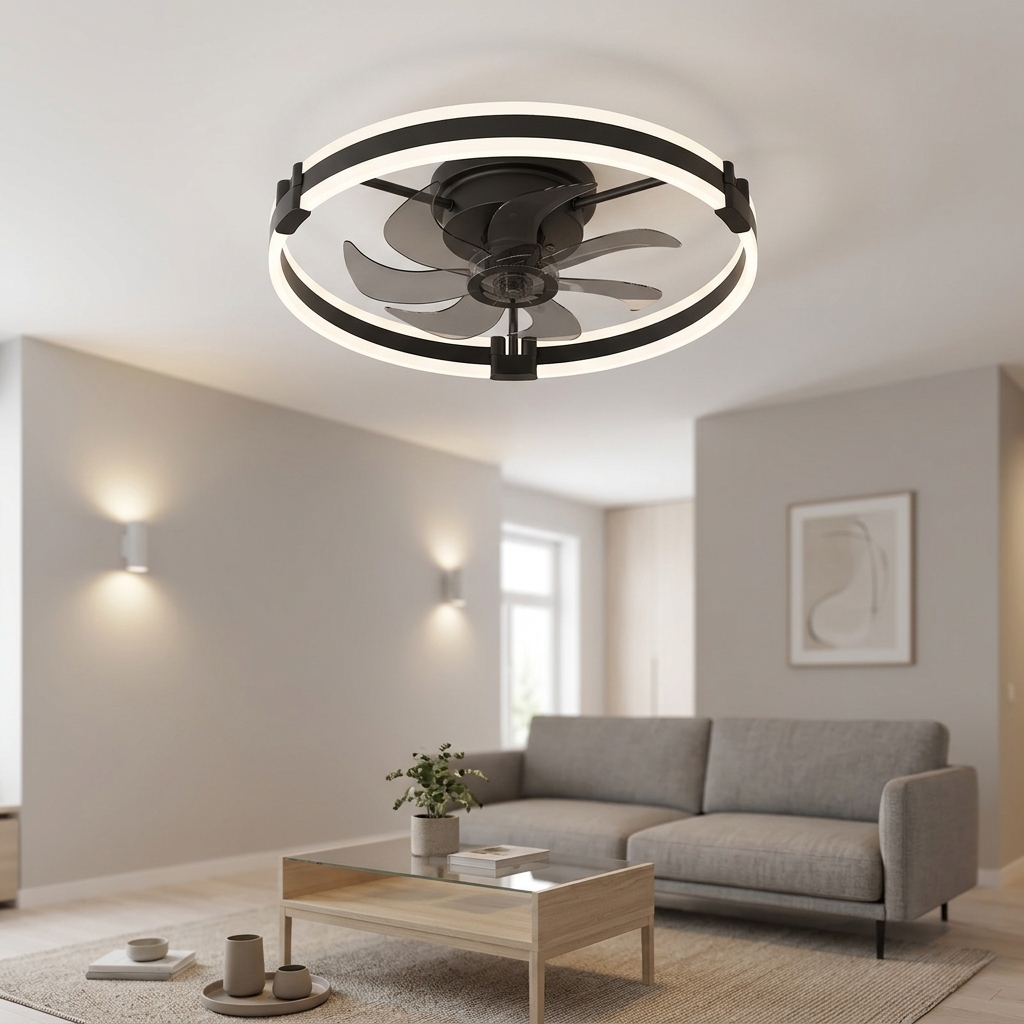 New Bedroom Ceiling Fan Light 5 Blades LED Acrylic Modern Design Remote Control Small Package OEM Wholesale